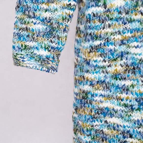 J.Jill Clarendon Cardigan Size Medium PETITE Marled Crochet Cozy Cabin Cottage - Picture 2 of 5